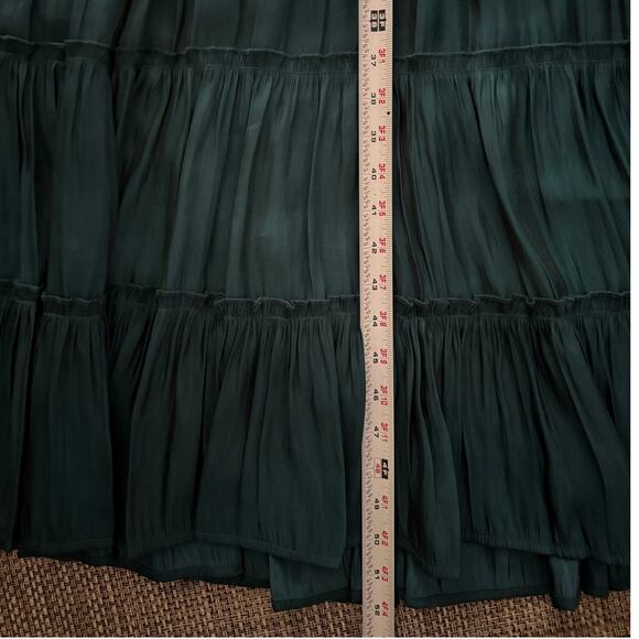 GREY COLLECTIVE NWT Hi-Neck Ruffle Sleeve Smocked Tiered Maxi Dress L TEAL - Picture 11 of 11